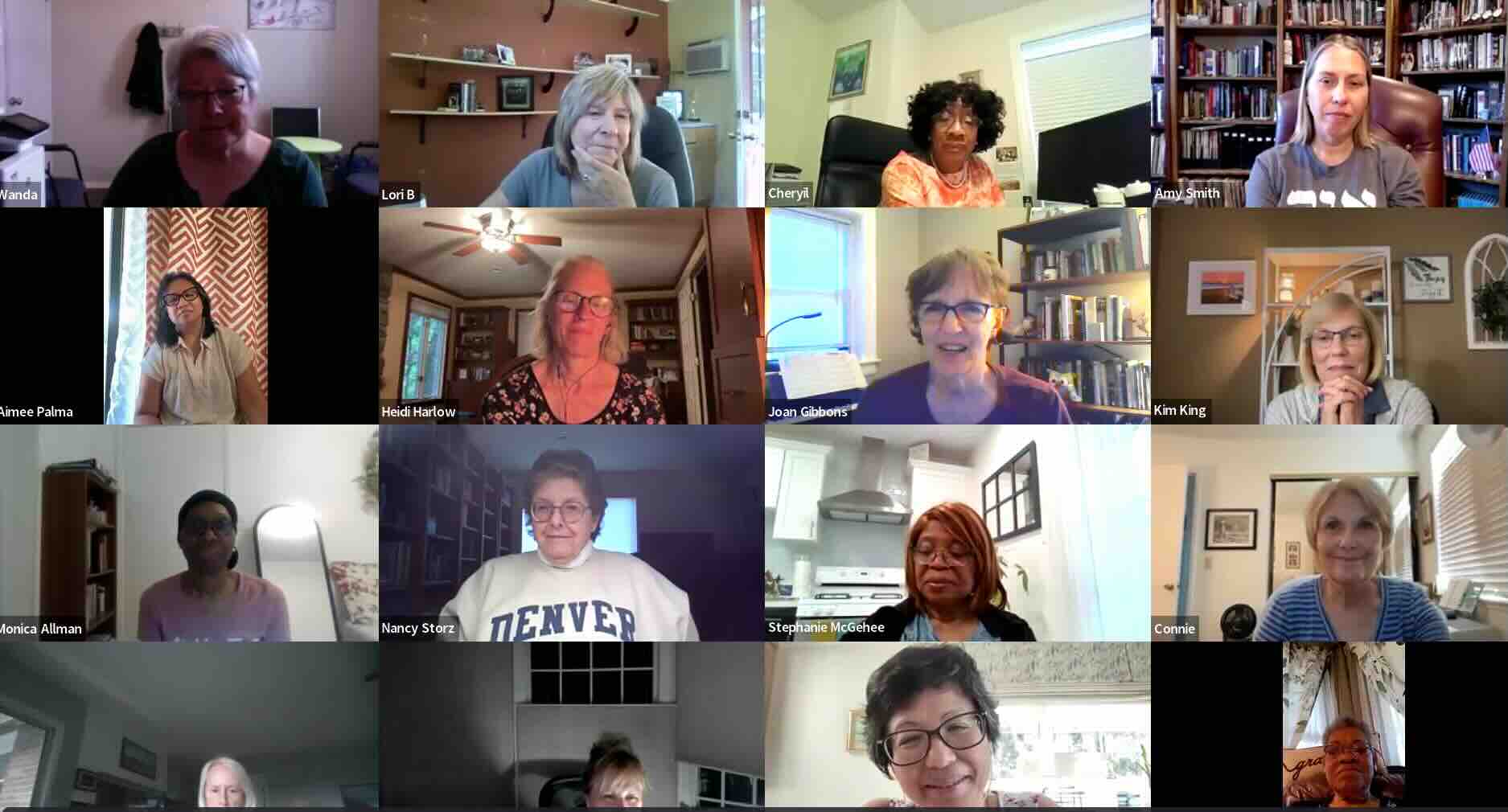 multiple women on a zoom prayer call
